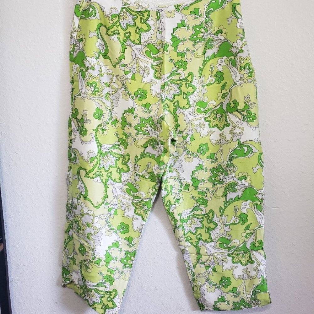 ALLISON Taylor, Floral Capri Crop Pants, Size 12